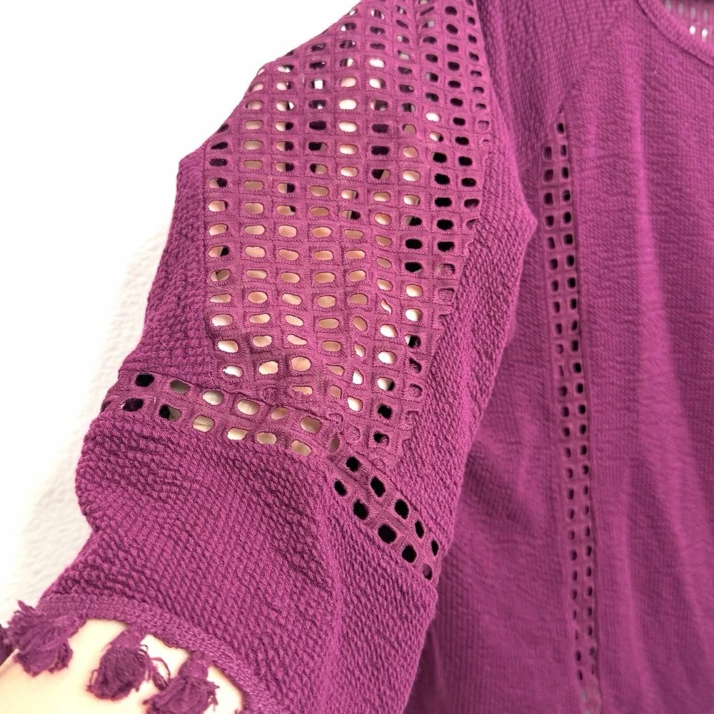 NWT Anthropologie‎ Olanda Tasselled Purple Crochet Knit Boho Top Small Boho